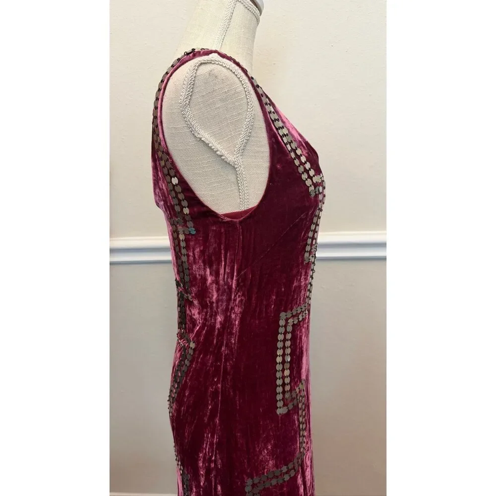Alix of Bohemia Adele Plum Velvet Dress Size Small - Picture 7 of 16